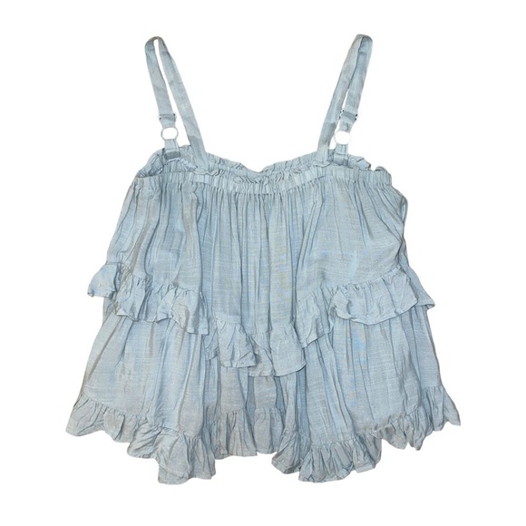 Mable light blue ruffle tank top women’s size large - Picture 2 of 7